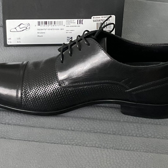 BOSS ITALIAN-MADE LEATHER  BRODERS. BLACK SHOES - Picture 12 of 12